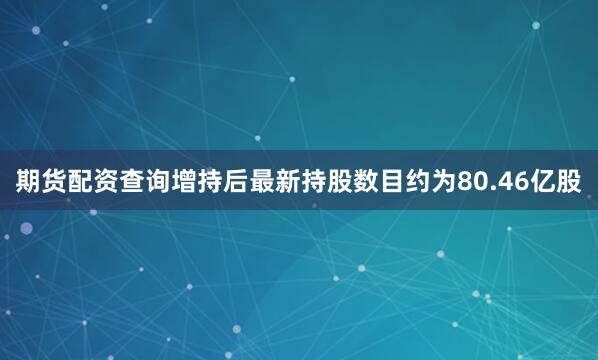 期货配资查询增持后最新持股数目约为80.46亿股
